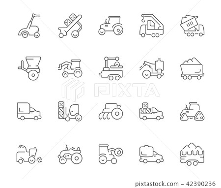 Set of Simple Icons of Agricultural Machinery. 42390236
