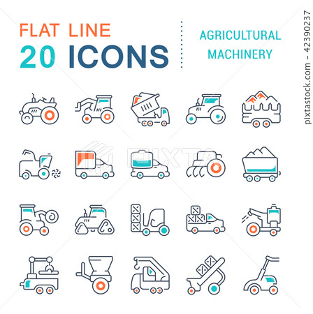 Set Vector Line Icons Agricultural Machinery. Set Vector Line Icons Agricultural Machinery. 42390237