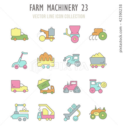 Set of Retro Icons of Farm Machinery. 42390238