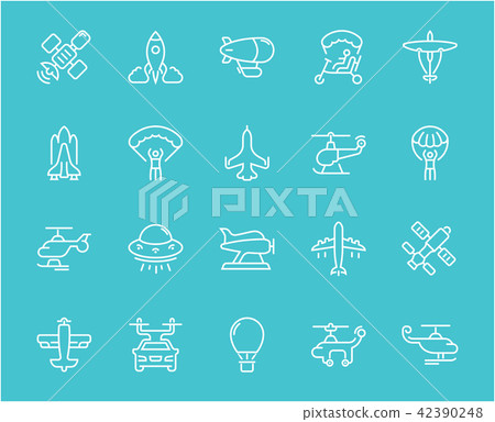Set of Line Icons of Aircraft. 42390248