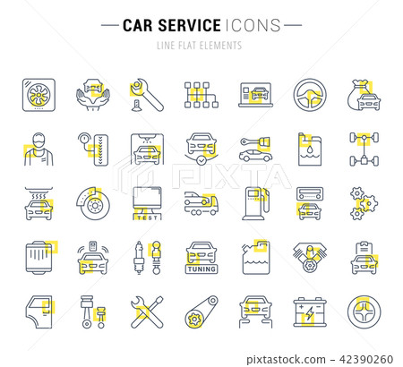 Set Vector Line Icons of Car Service. 42390260