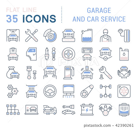 Set Vector Line Icons of Garage and Car Service. Set Vector Line Icons of Garage and Car Service. 42390261