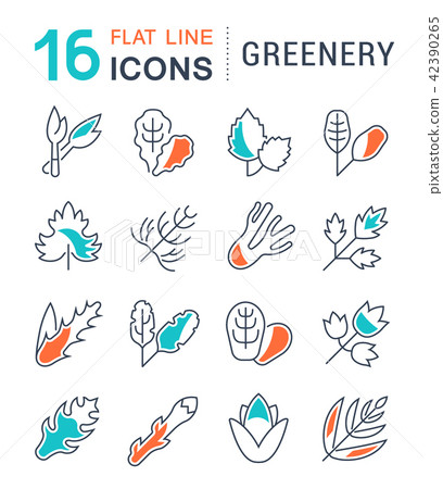 Set Vector Line Icons of Greenery. 42390265