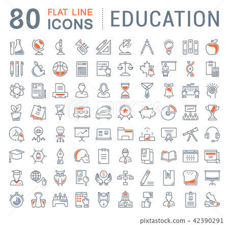 Set Vector Flat Line Icons Education 42390291