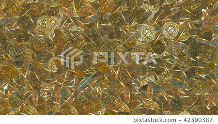 Rain of vintage gold coins. 3D render - Stock Illustration [42390387 ...