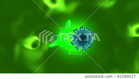 The nanorobot catches and destroys the virus. 3D render. 42390417