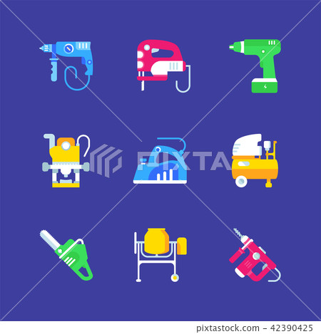 Set of Electric Power Tools Icons. Set of Electric Power Tools Icons. 42390425
