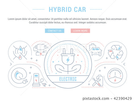 Website Banner and Landing Page of Hybrid Car. Website Banner and Landing Page of Hybrid Car. 42390429