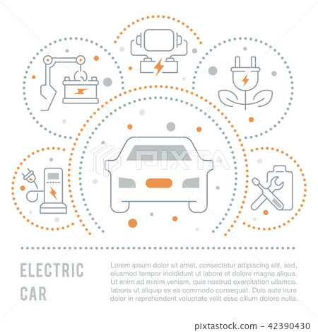 Website Banner and Landing Page of Electric Car. 42390430