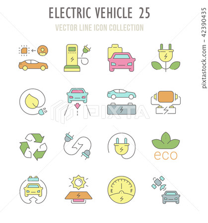 Set of Retro Icons of Electric Vehicle. Set of Retro Icons of Electric Vehicle. 42390435