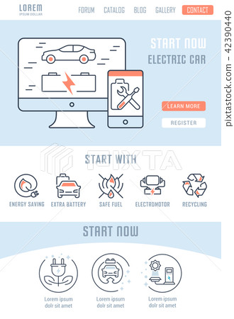 Website Banner and Landing Page of Electric Car. Website Banner and Landing Page of Electric Car. 42390440