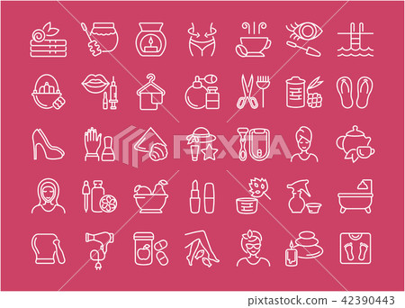 Set of Line Icons of Health and Beauty 42390443