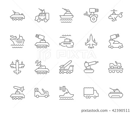 Set of Simple Icons of Military Transport. 42390511