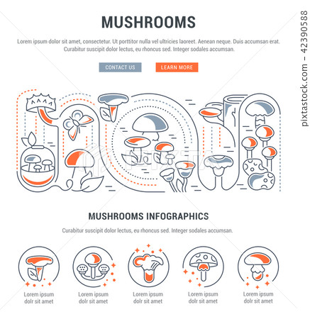 Website Banner and Landing Page of Mushrooms. Website Banner and Landing Page of Mushrooms. 42390588