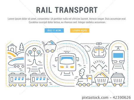 Website Banner and Landing Page of Rail Transport. 42390626