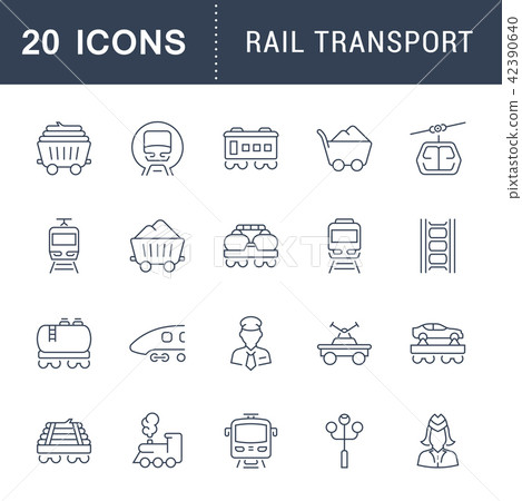 Set Vector Line Icons of Rail Transport. 42390640
