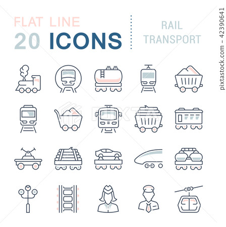 Set Vector Line Icons of Rail Transport. 42390641