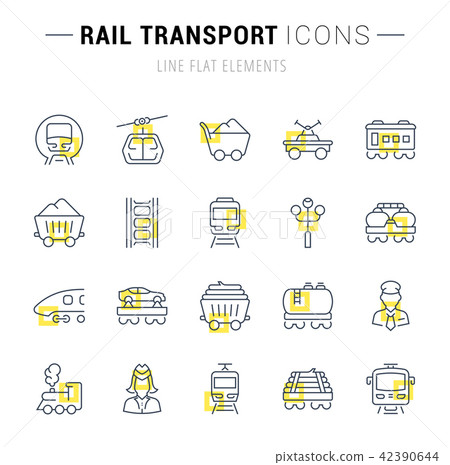 Set Vector Line Icons of Rail Transport. - Stock Illustration [42390644 ...