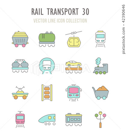 Set of Retro Icons of Rail Transport. 42390646