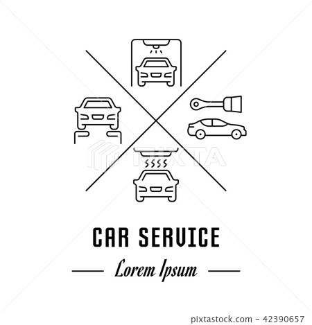Vector Line Banner Car Service Vector Line Banner Car Service 42390657