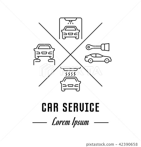Vector Line Banner Car Service. Vector Line Banner Car Service. 42390658