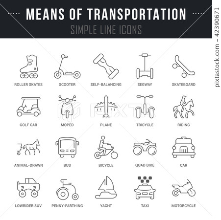 Set Vector Line Icons of Means of Transportation. 42390671