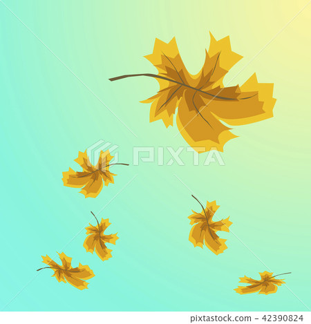 Illustration of a hand drawn with yellow leaves Illustration of a hand drawn with yellow leaves 42390824