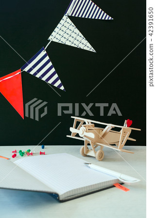 open notebook with stationery. open notebook with stationery. 42391650