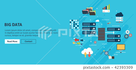 Big Data and cloud computing banner with icons. 42393309