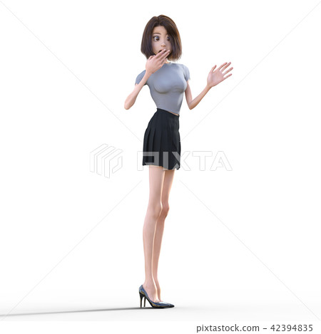 Deformed character Young lady perming3DCG Illustration material Deformed character Young lady perming3DCG Illustration material 42394835