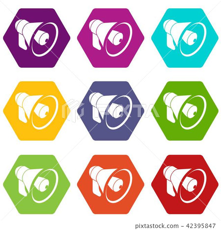 Hand speaker icons set 9 vector Hand speaker icons set 9 vector 42395847