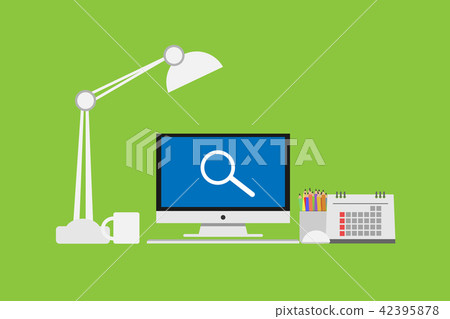 Magnifier icon on Computer Monitor Vector - Stock Illustration ...