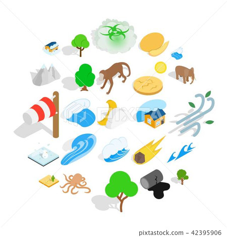 Land icons set, isometric style Land icons set, isometric style 42395906
