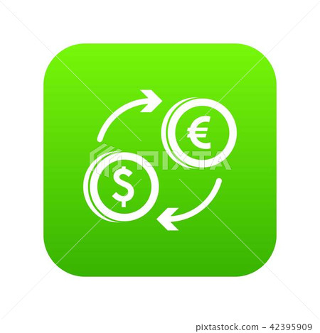 Euro dollar euro exchange icon digital green 42395909