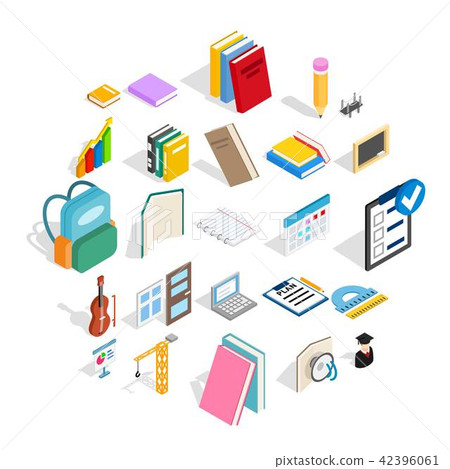 Cognition icons set, isometric style 42396061