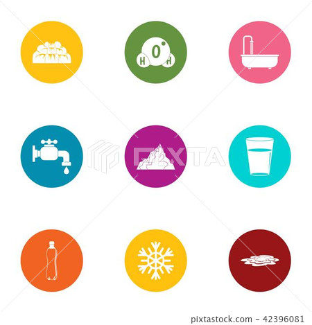 Water pipe icons set, flat style Water pipe icons set, flat style 42396081