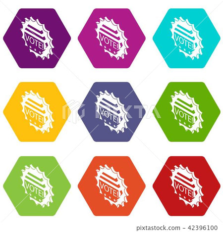 Vote emblem icons set 9 vector 42396100