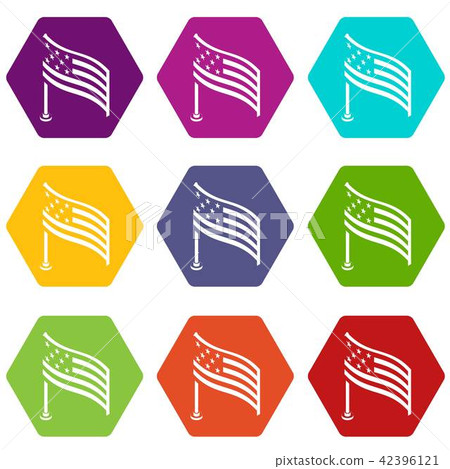American flag icons set 9 vector American flag icons set 9 vector 42396121