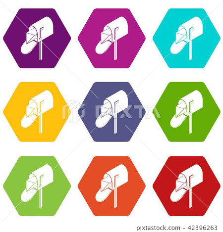 Open house postbox icons set 9 vector Open house postbox icons set 9 vector 42396263