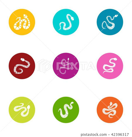 Serpent icons set, flat style 42396317