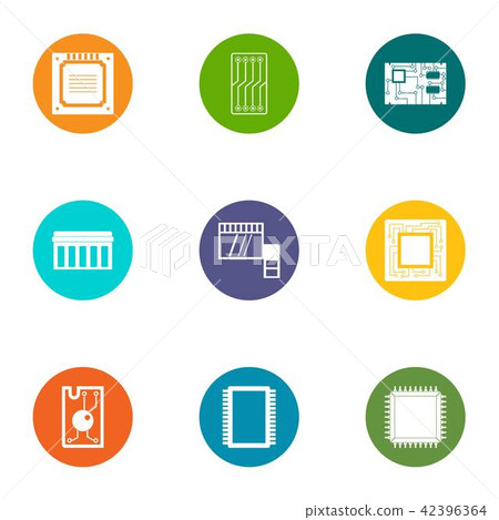 Technical component icons set, flat style Technical component icons set, flat style 42396364