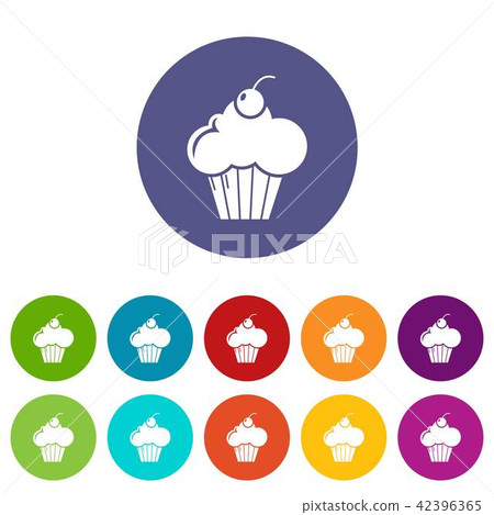 Sweet cupcake icons set vector color Sweet cupcake icons set vector color 42396365