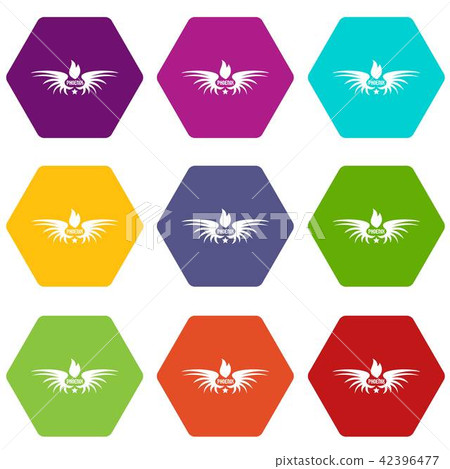 Phenix wing icons set 9 vector Phenix wing icons set 9 vector 42396477