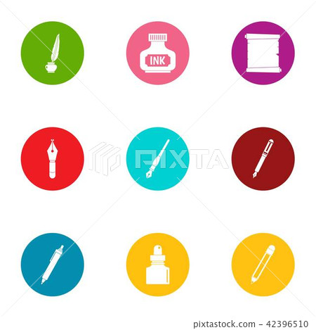 Ink inscription icons set, flat style 42396510