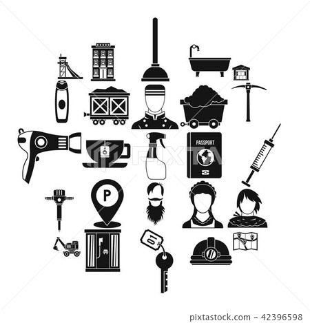 Painter icons set, simple style 42396598