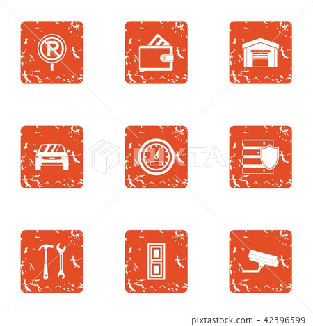 Parking lay icons set, grunge style 42396599