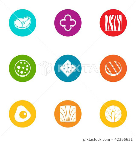 Preparation of snack icons set, flat style 42396631