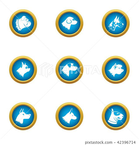 Pooch icons set, flat style Pooch icons set, flat style 42396714