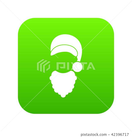 Cap with pompon of Santa Claus and beard icon digital green Cap with pompon of Santa Claus and beard icon digital green 42396717