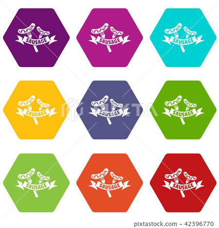 Sausage icons set 9 vector 42396770